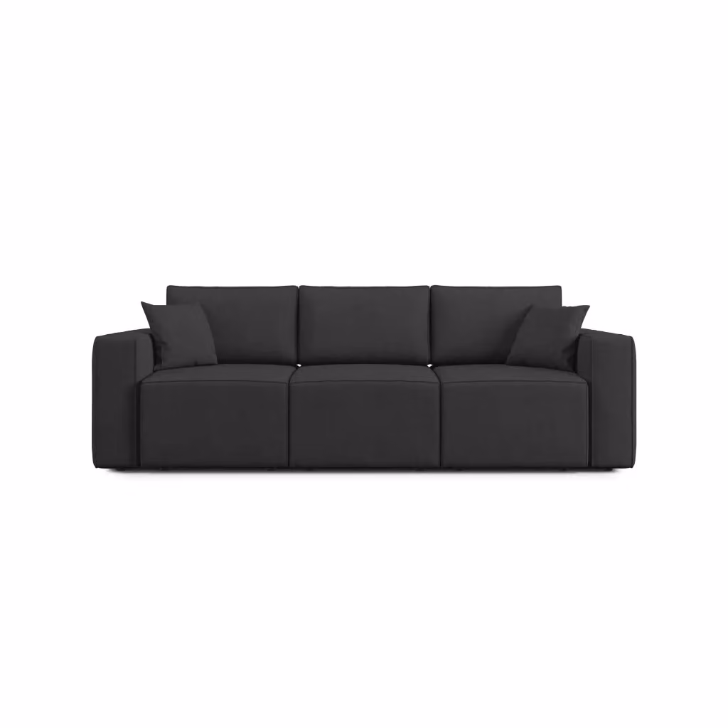 Divani.Store Morfeo Divano a 3 sedute in tessuto nero con imbottitura in piuma e coperture rimovibili, Larghezza: 245 cm – 2