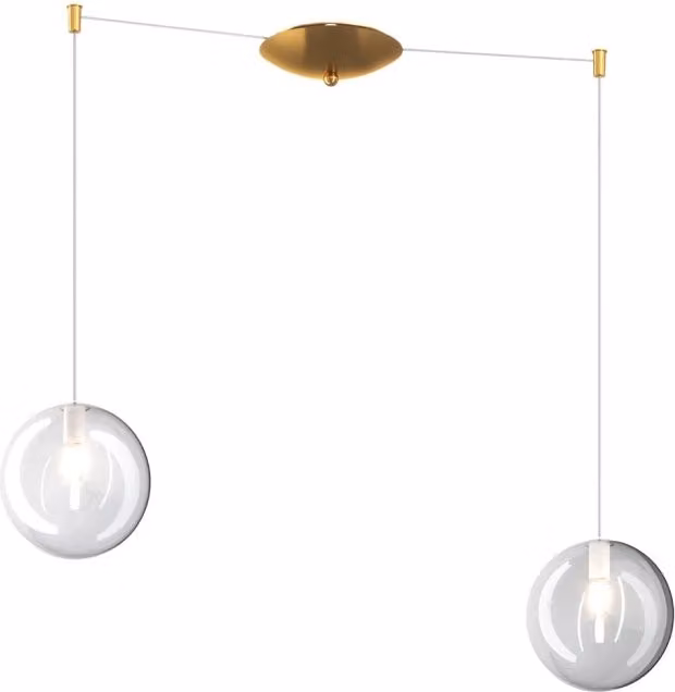 Lampadario Contemporaneo Eclipse Metallo Ottone Vetro Bianco-Trasp 2 Luci G9