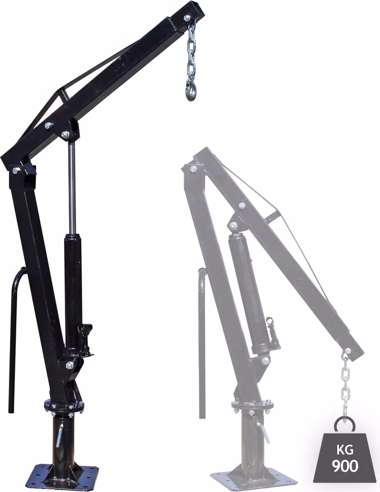 Gru da carico pick-up Wiltec altezza 1800 mm, portata 900 kg e ralla a 360°, base solida per il montaggio a pavimento, gru da officina