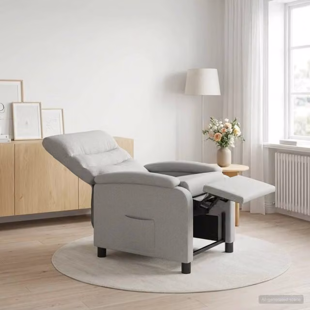 Poltrona reclinabile relax Grigio Nuvola con braccioli e design moderno in tessuto