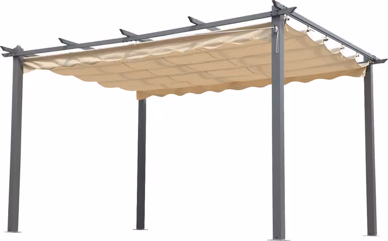 Angel Living 5846900 Pergola grigia in alluminio e tetto beige regolabile in poliestere 3x4M