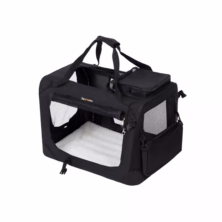 In And OutdoorMatch Dog Box XXL Deluxe Joska - Panchina per cani - Pieghevole - Nero - 69x102x69cm