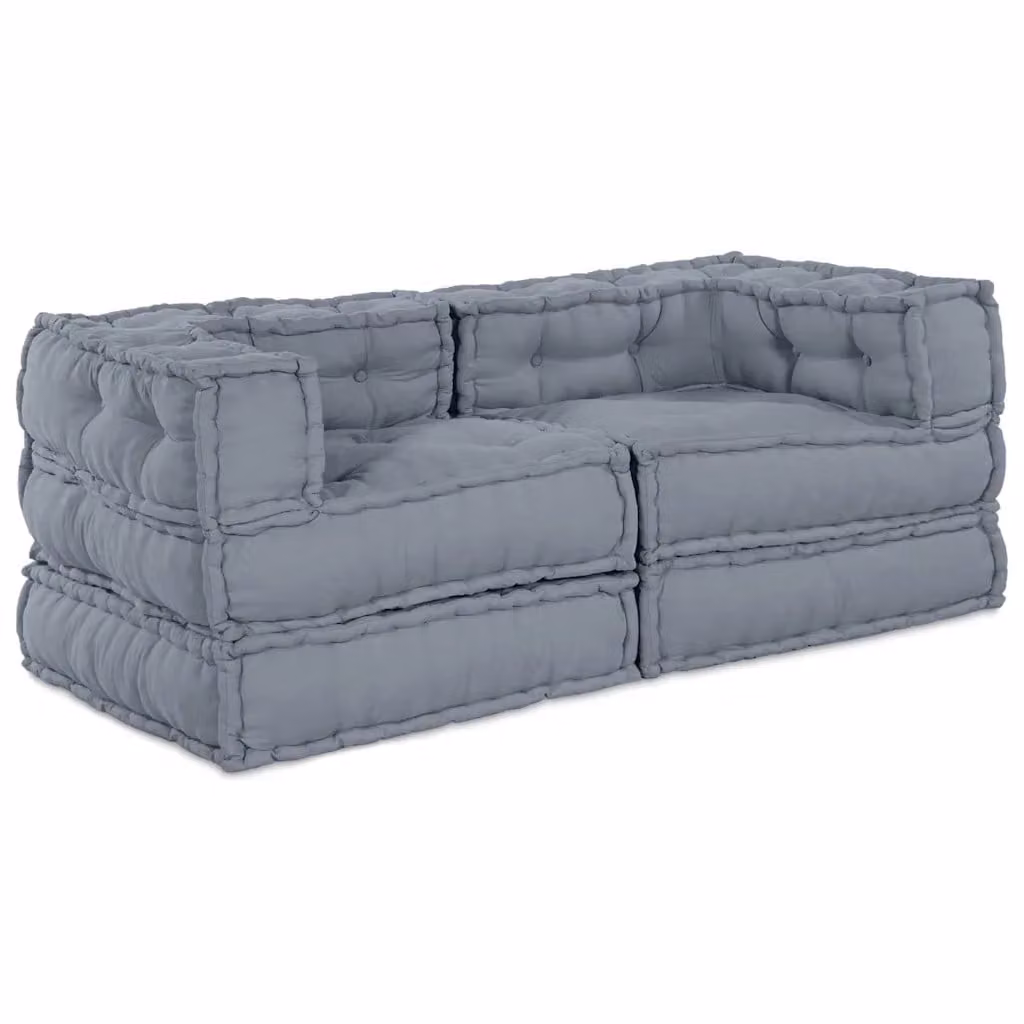 vidaXL Unità di Divano Modulare 2 pz in Tessuto Grigio L/P/H: 140 x 70 x 56 cm