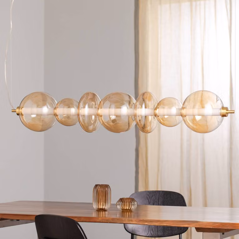 Lampada a sospensione in vetro Daphne Eko-Light, Crema / Ambra, Soggiorno / Sala da pranzo, Vetro, Moderno, Lampada a sospensione