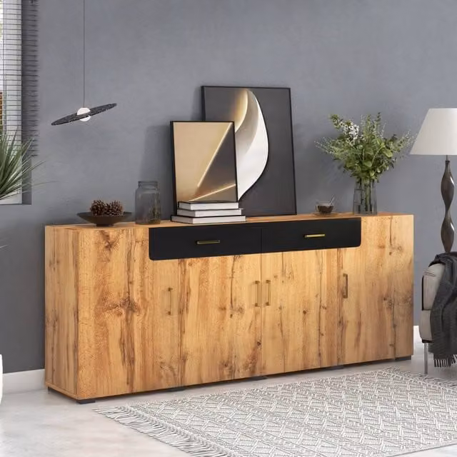 Sideboard per cucina - Zephmum- 208 x 39.5 x 80 cm, 4 ante, 2 cassetti
