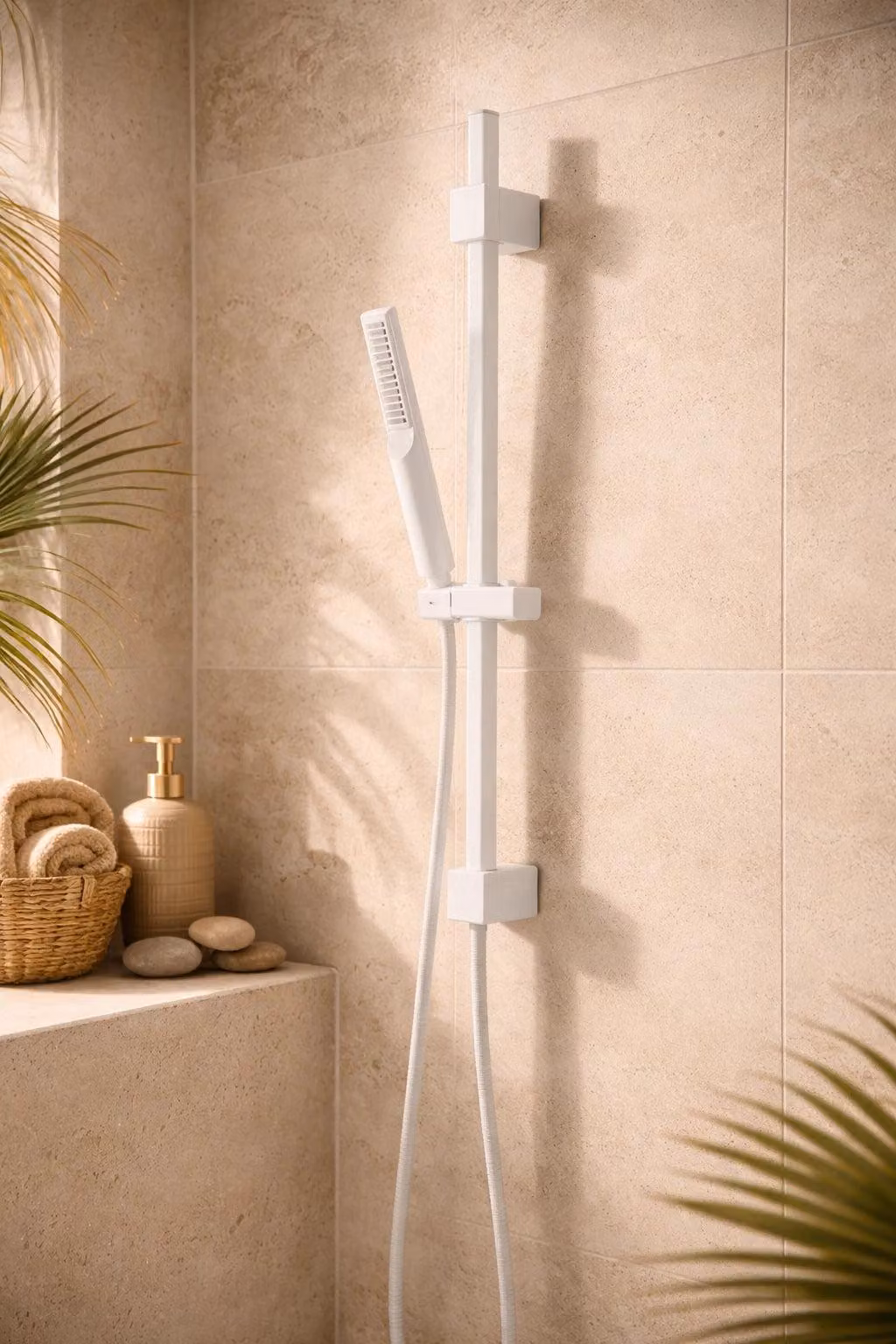 Asta doccia saliscendi con doccetta bianco