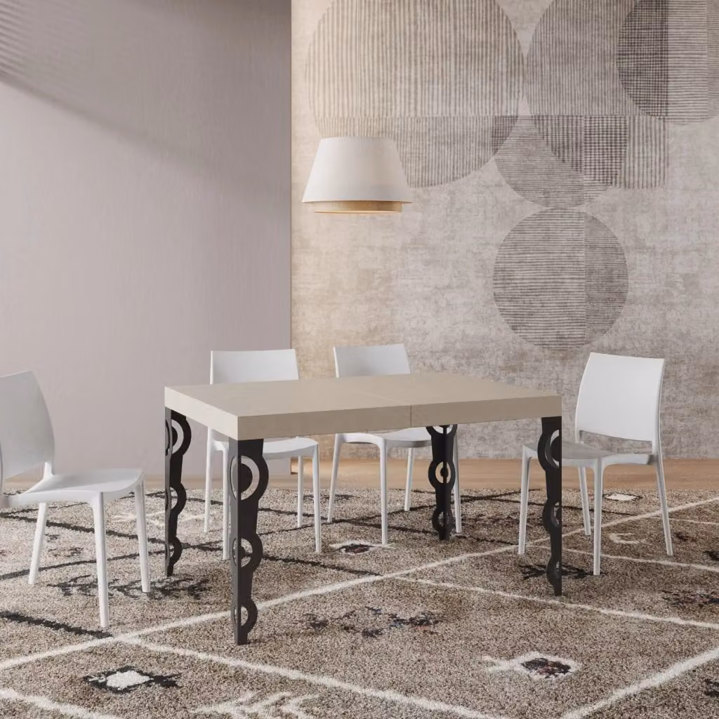 Tavolo Allungabile Moderno GIORDANOSHOP Karamay Beige e Antracite L: 120-204 cm, P: 80 cm, H: 77 cm – 2