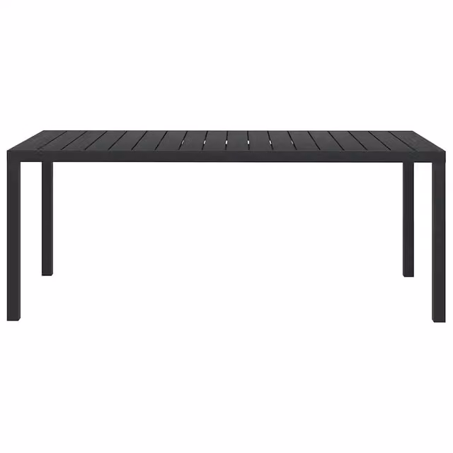 Tavolo da Giardino Nero 185x90x74 cm in Alluminio e WPC 42792