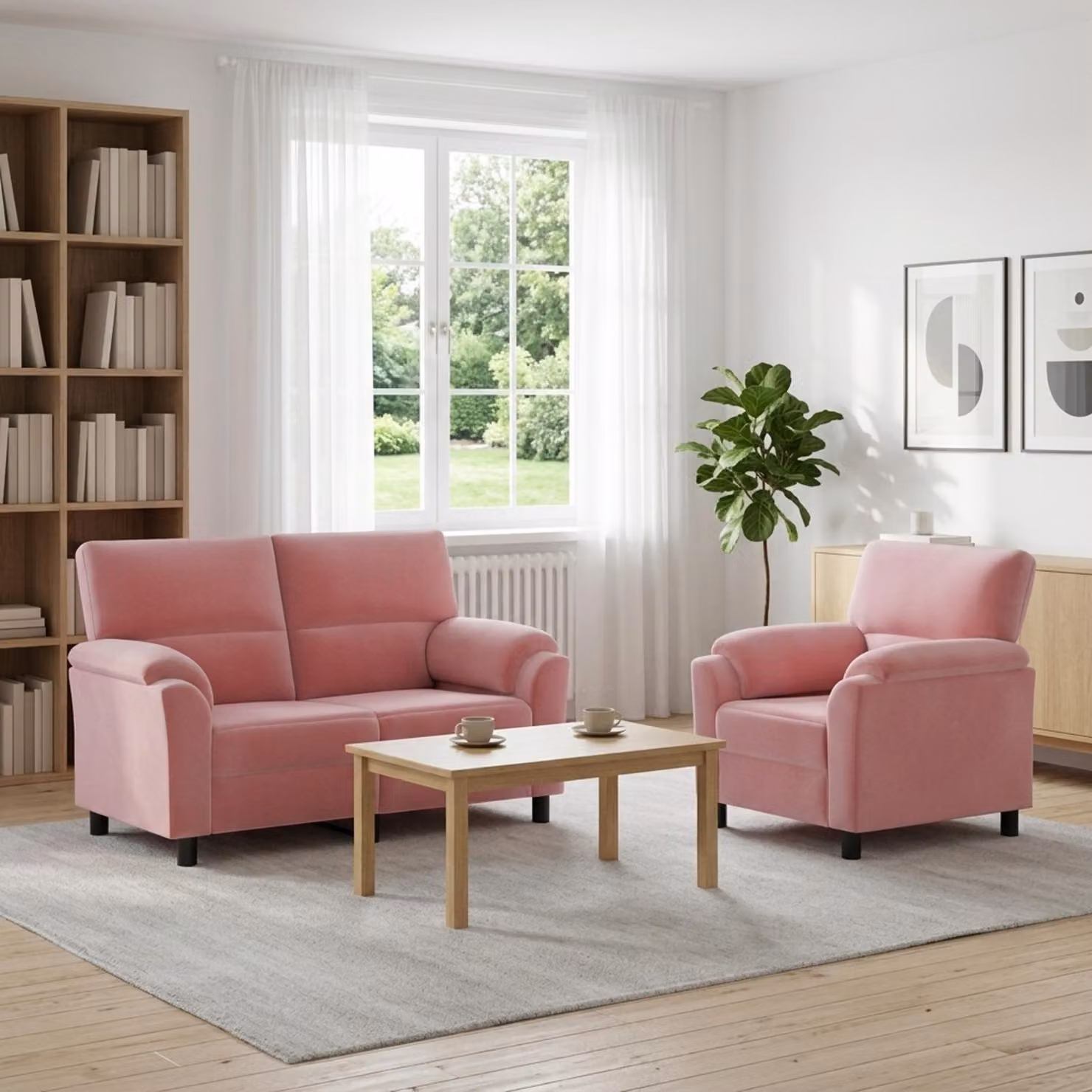 Set di 2 divani moderni vidaXL in velluto rosa con struttura in metallo per il tuo soggiorno