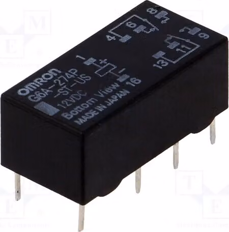 1 relè: bobina elettromagnetica, 12 VDC, 0,5 A / 125 VAC, Mini G6A-274P-ST-US, 12 VDC