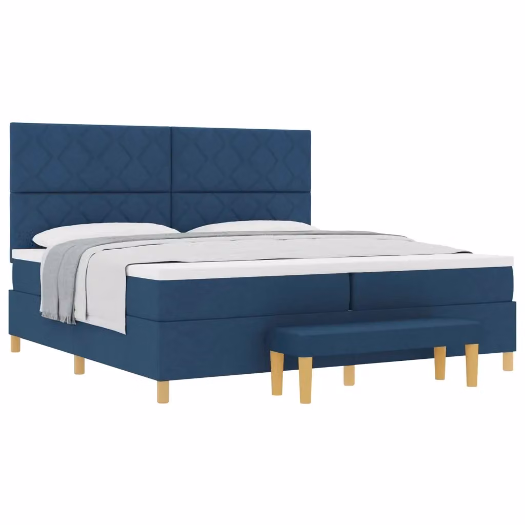 Letto a molle moderno vidaXL con testiera in tessuto blu L: 200 cm, P: 200 cm, H: 128 cm – 2
