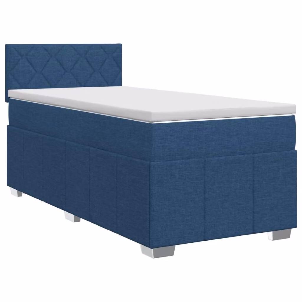 Letto box spring con materasso ibrido vidaXL, colore blu e bianco, L 90 x P 200 cm – 2