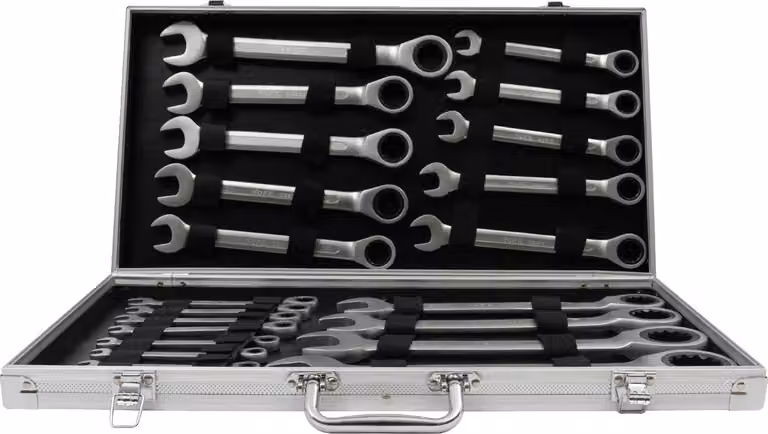 Set di chiavi a cricchetto, materiale di alta qualità, selezione versatile di misure, argento