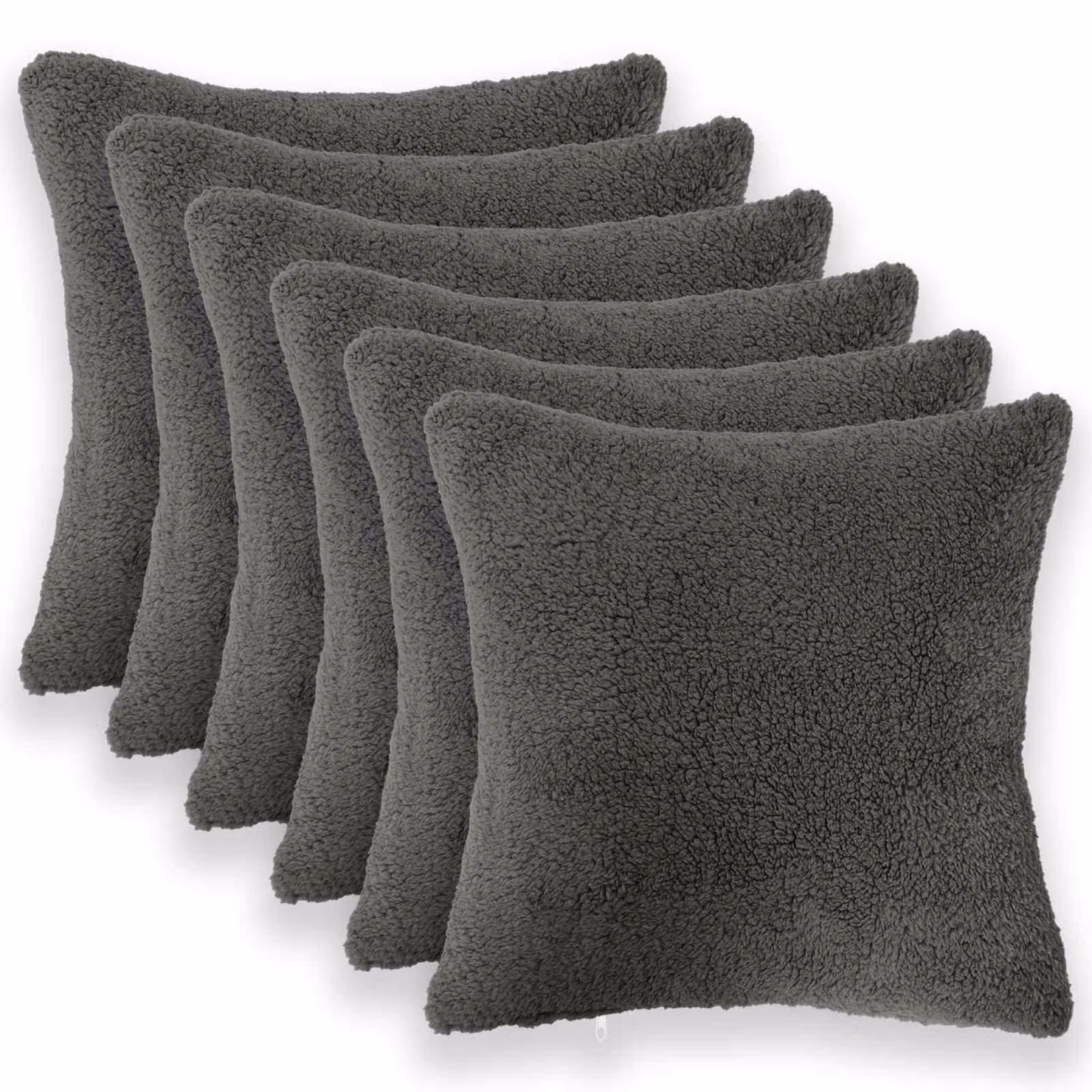 Set di 6 federe vidaXL HEERLEN in tessuto bouclé grigio scuro, L 40 x P 40 cm