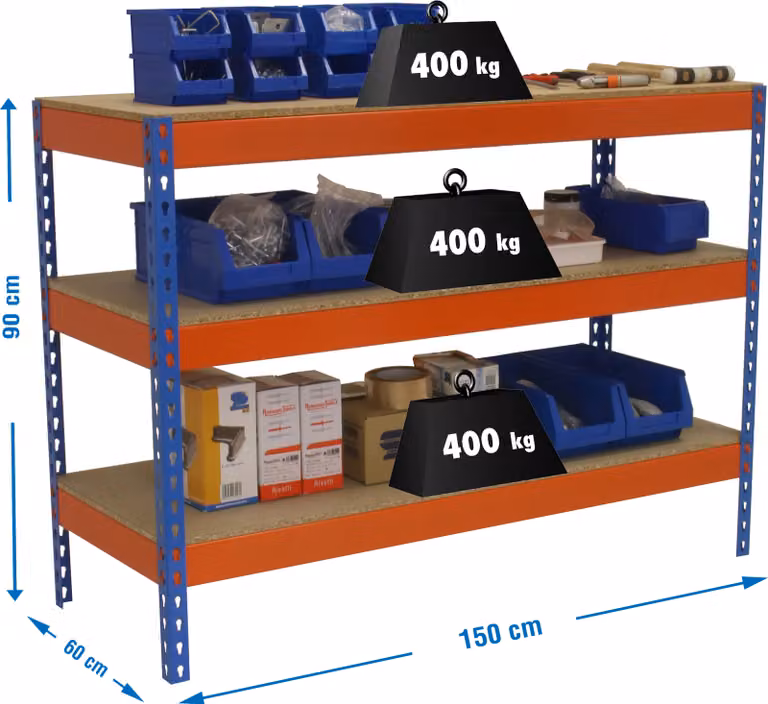 Simonrack Banco da lavoro SIMONWORK BASIC 3 arancione, blau 150,0 x 60,0 x 90,0 cm