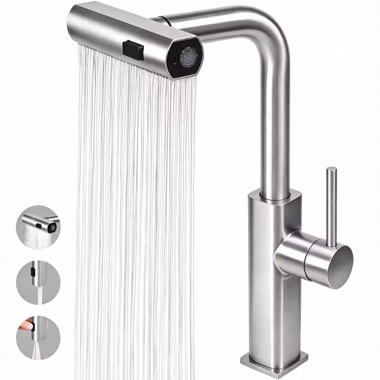 Miscelatore da cucina estraibile, a cascata, rotante a 360° con doccetta