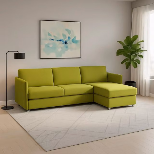 Divano ad angolo DMORA Posina Verde con penisola reversibile e coperture sfoderabili Made in Italy L/P/H: 260 x 160 x 45 cm – 1