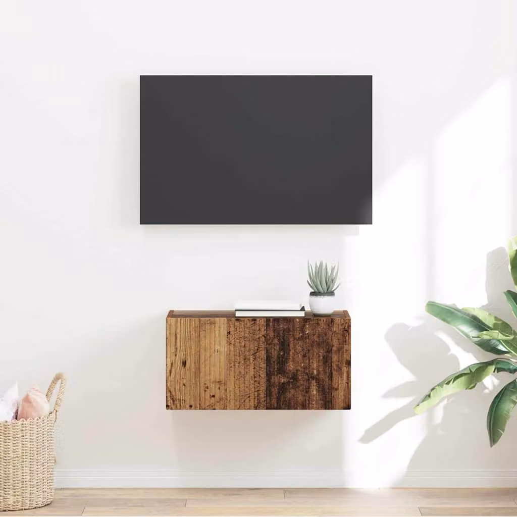Mobile TV da parete vidaXL in legno vecchio marrone, stile moderno, L 60 cm x P 31 cm x H 29,5 cm