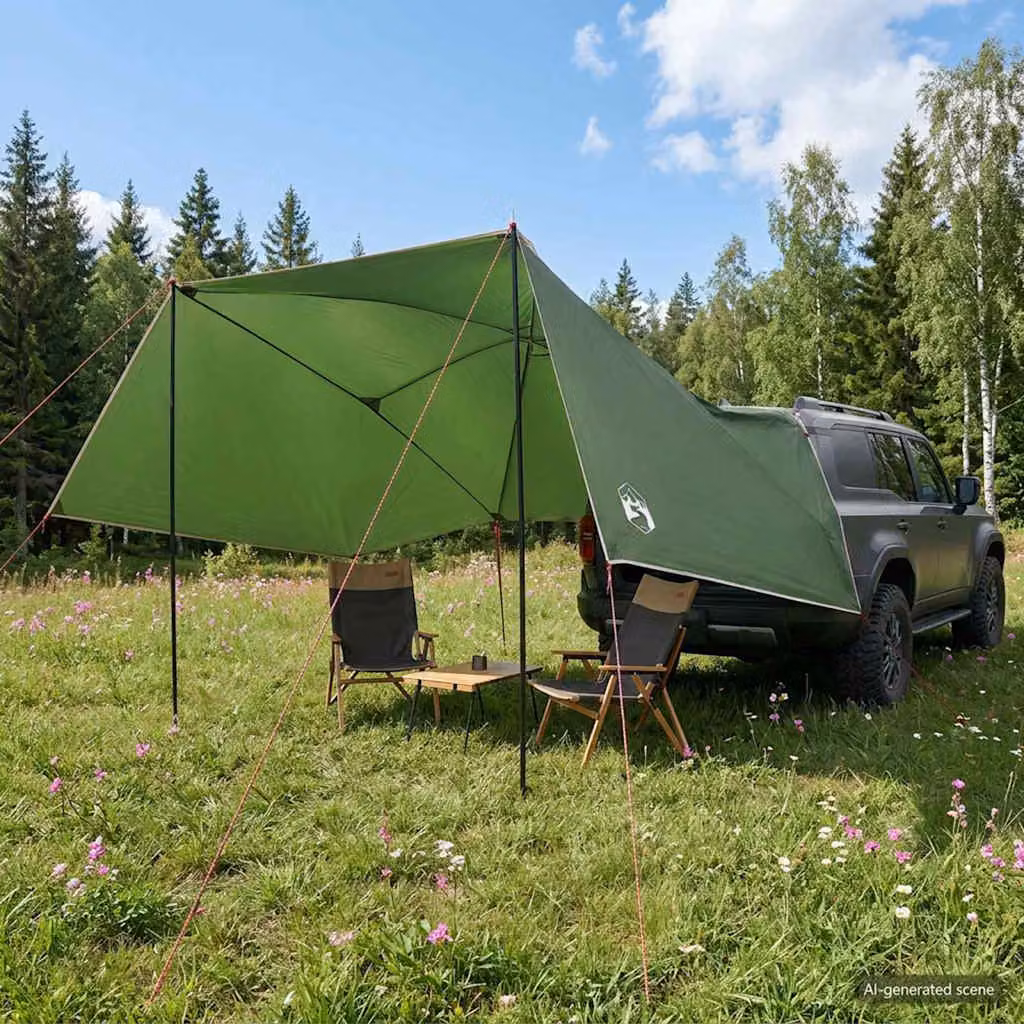 Tenda da auto vidaXL Verde in Poliestere e Acciaio L/P/H: 308 x 215 x 220 cm