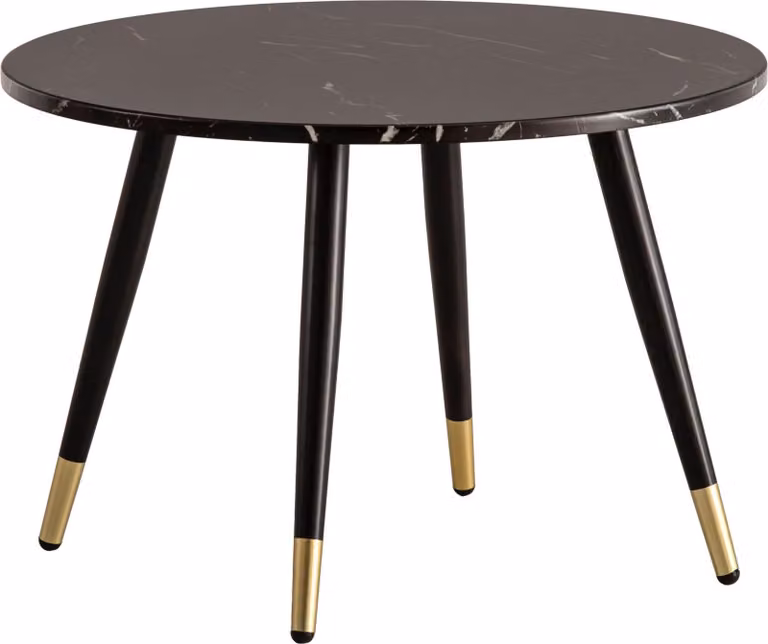 WOHNLING Tavolino 60x60x41 cm con aspetto marmo Nero Tavolo da soggiorno moderno con struttura in metallo Tavolo da divano Tavolo rotondo Tavolino Soggiorno