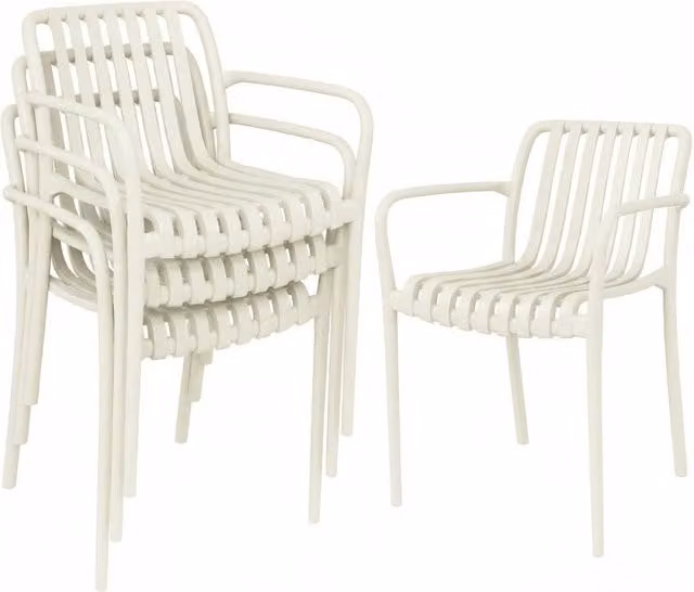 Set di 4 sedie da giardino impilabili 55 x 58,5 x 81,5 cm bianco crema per terrazza