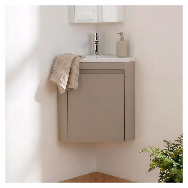 Mobile lavabo LISA angolare sospeso con lavabo in resina