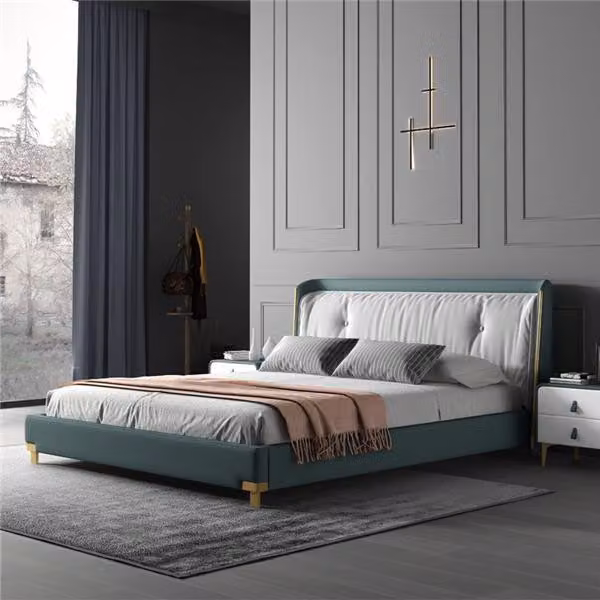 Doppelbett Betten Design Polster Schlafzimmer 180x200cm Modern Holz Bett Ehe