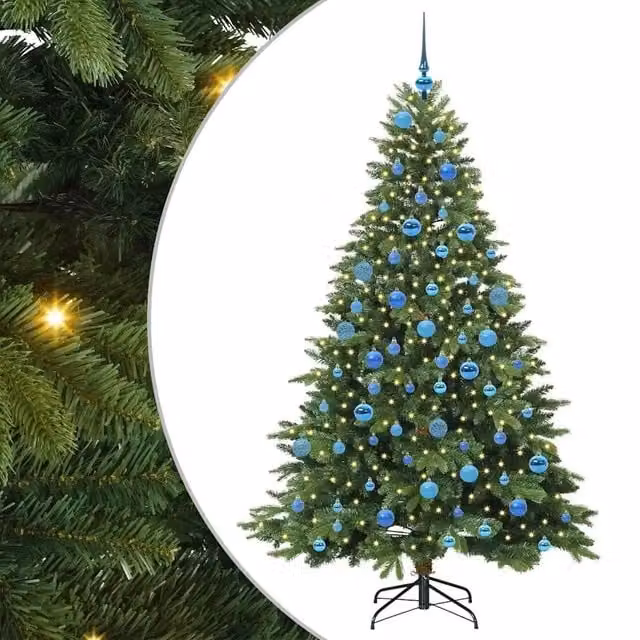 Albero di Natale artificiale moderno vidaXL verde con 300 LED luce bianca calda in PE e PVC, Altezza: 180 cm – 1
