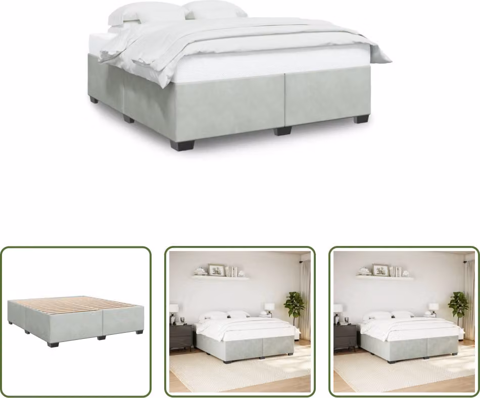 The Living Store Struttura letto grigio chiaro 180x200 cm in velluto
