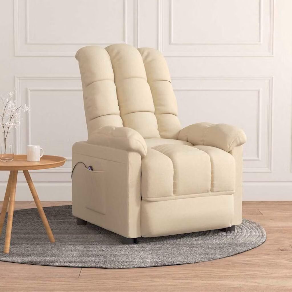 Poltrona elettrica reclinabile relax vidaXL in tessuto beige