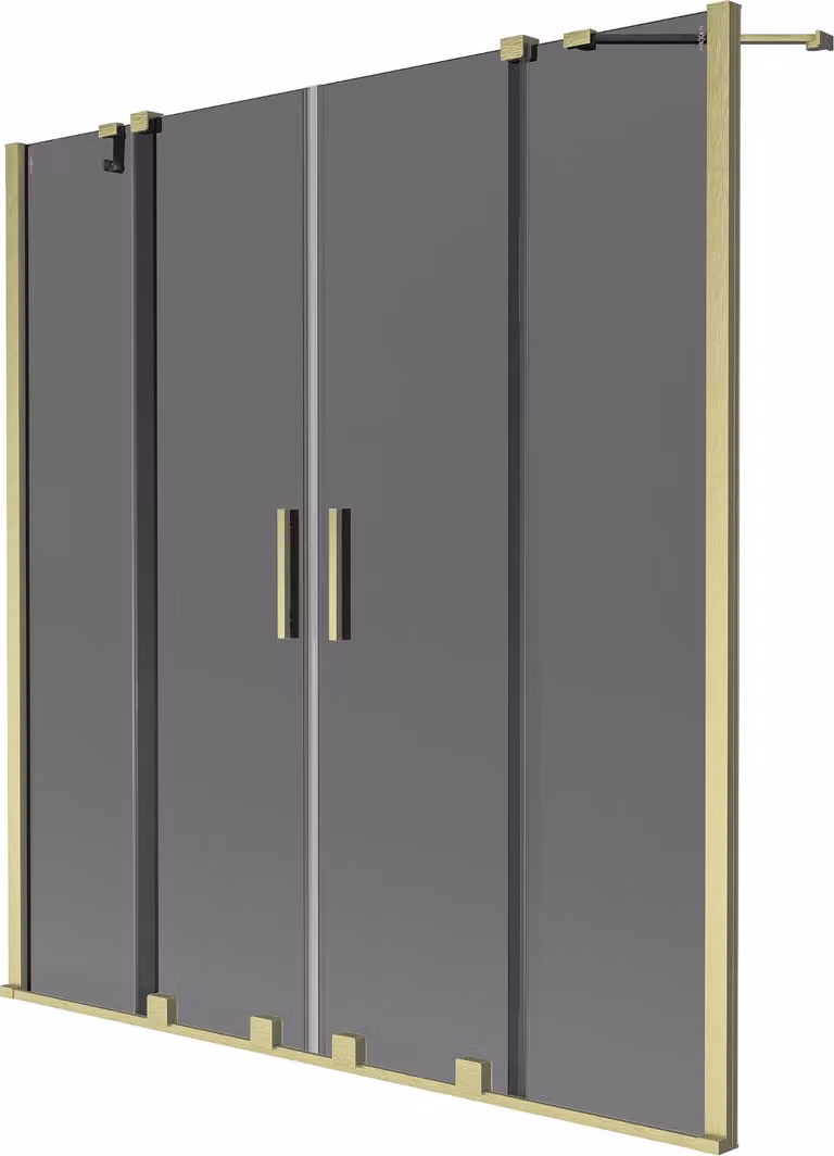 Mexen Velar Duo paratia da vasca a 2 ante scorrevole 150 x 150 cm, grafite, oro spazzolato - 896-150-000-42-55