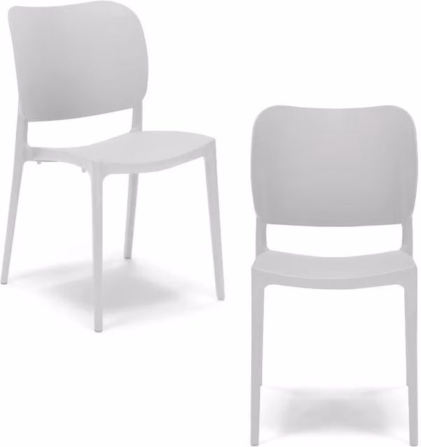 Set di 2 sedie impilabili Redokasa Orbita in polipropilene, design moderno, colore Bianco opaco