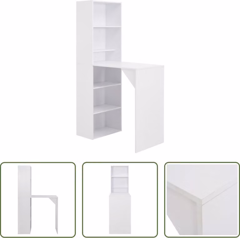 The Living Store Tavolo bar con armadio bianco 115x59x200 cm