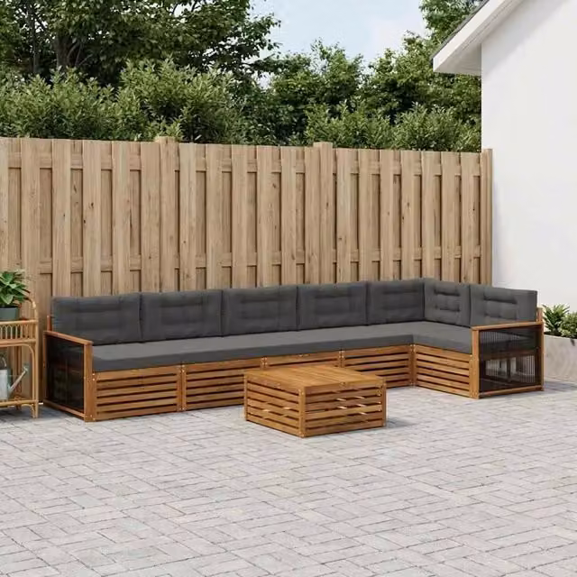 Set di divani da esterno 7 pz Naturale e Antracite 3383445