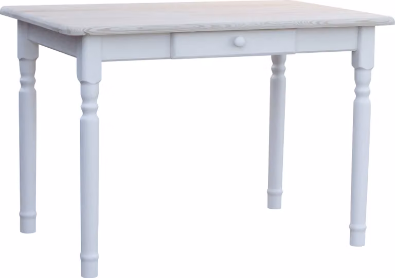 Tavolo bianco II in legno di pino massiccio con piano non laccato 100 x 60 cm