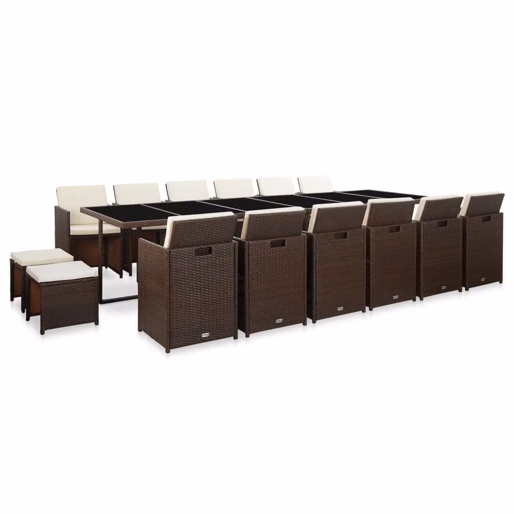 Maison Exclusive - Set da giardino completo per 17 persone, con cuscini, in rattan sintetico marrone