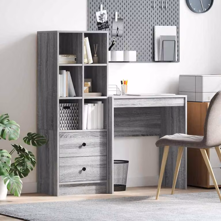 Maison Exclusive - Scrivania con cassetto 2 pcs Grigio Sonoma