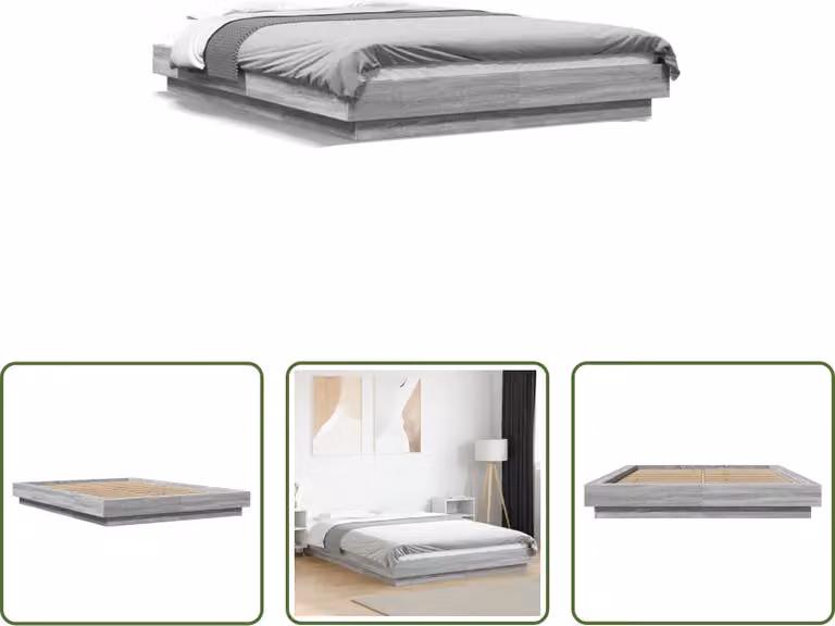 The Living Store Giroletto grigio Sonoma 140x200 cm in materiale ligneo