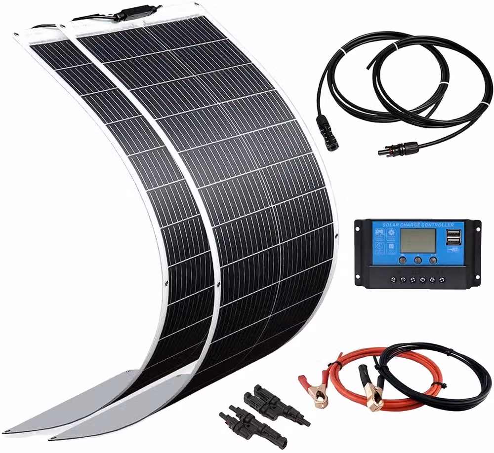 Set di pannelli solari flessibili, potenza di 200W, leggeri e impermeabili. Set solare da 200W