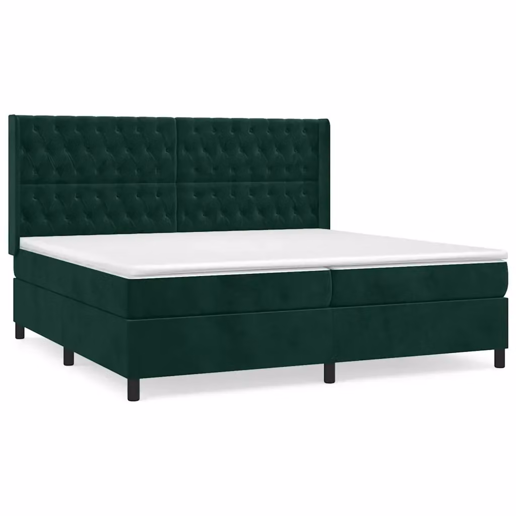 Letto Ibrido vidaXL in Legno di Larice e Velluto Verde con Materasso, L/P/H: 200 x 200 x 128 cm – 2
