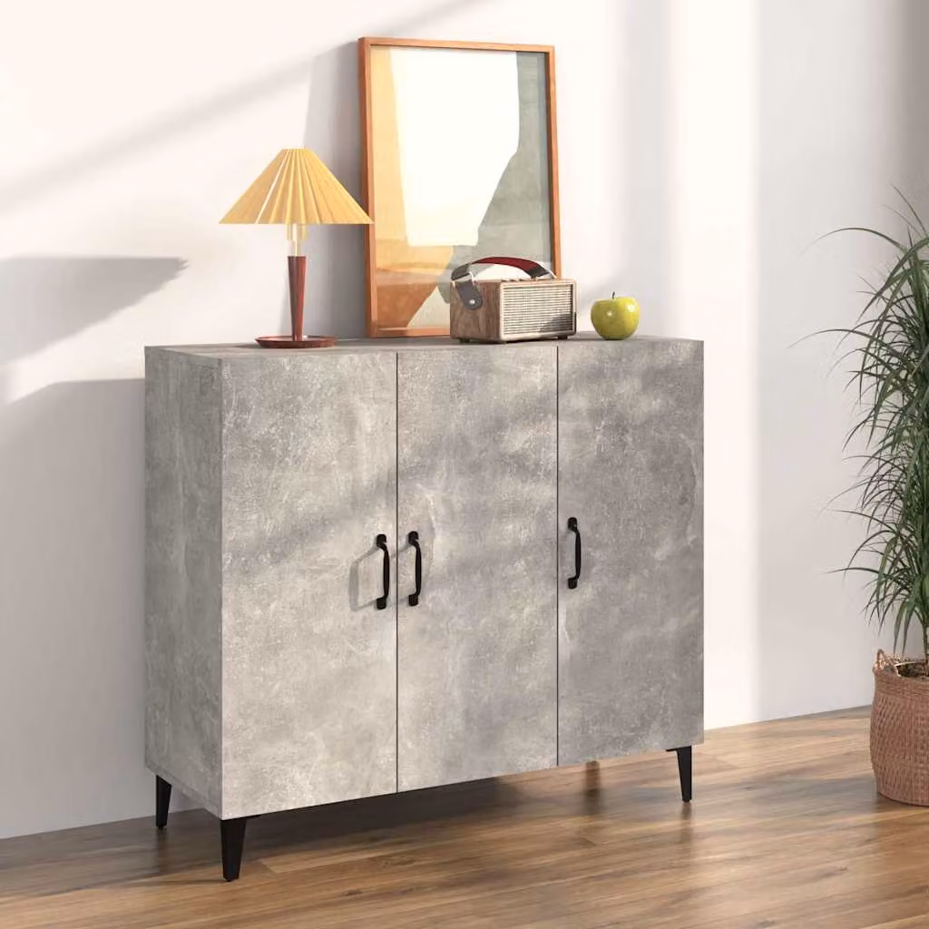 Credenza vidaXL in stile industriale Grigio, L 90 x P 34 x H 80 cm in legno e metallo