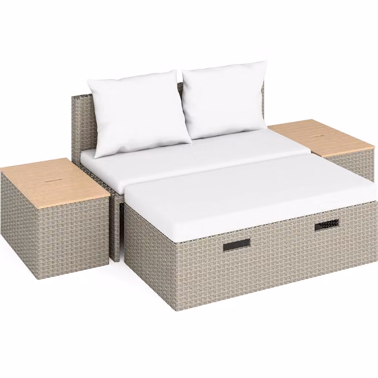 Set da salotto Set di mobili da giardino Bostonia 4 pezzi in polyrattan marrone chiaro