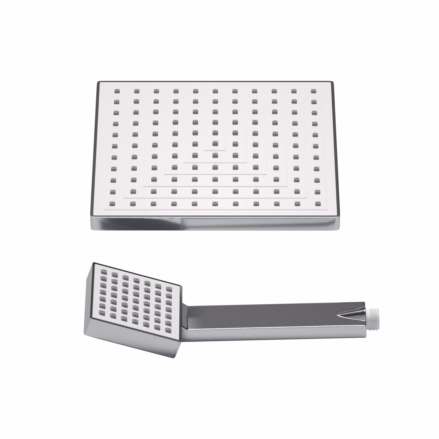 JOHO Soffione doccia rettangolare in ABS, soffione a pioggia con doccetta, 8 pollici, quadrato, con ugelli anticalcare 20 x 20 cm, cromato