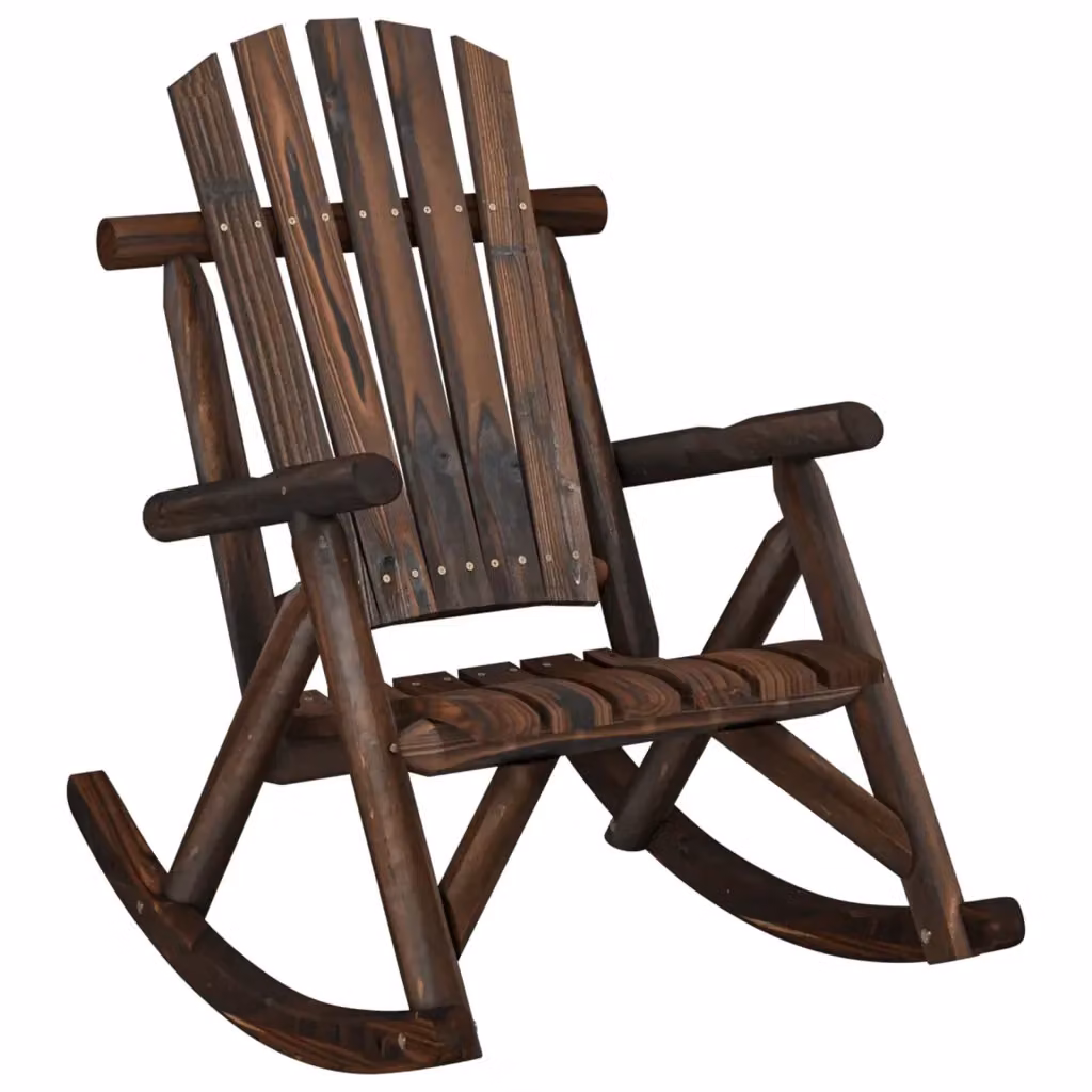Sedia a dondolo da giardino vidaXL in legno di abete rosso marrone con braccioli L/P/H: 69 x 96 x 101 cm – 2