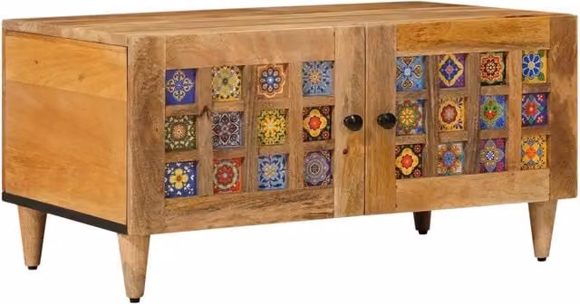 Tavolino da salotto rettangolare vidaXL in legno di mango marrone L: 80 cm, P: 50 cm, H: 40 cm