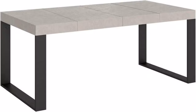 Tavolo Allungabile Moderno Giordanoshop in MDF Laminato Colore Cashmere e Gambe in Metallo Antracite L: 120-380 cm, P: 90 cm