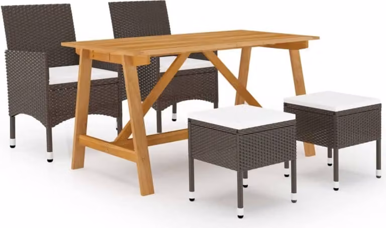 Maison Exclusive - Set da pranzo da giardino a 5 pezzi, marrone
