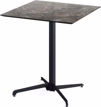 X Cross - Tavolo da giardino, struttura nera + piano in HPL effetto marmo Galaxy, 70x70 cm, 1 pezzo