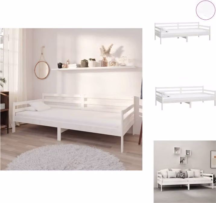 vidaXL Letto da giorno con materasso 90x200 cm bianco in legno di pino massiccio - Letti e strutture letto