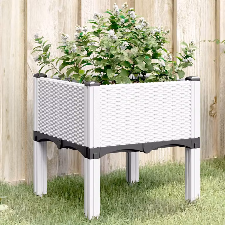 Fioriera da giardino con gambe vidaXL in plastica bianca L/P/H: 40 x 40 x 42 cm